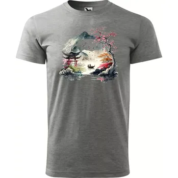 Sablio Tričko s potiskem Japan - šedé XL