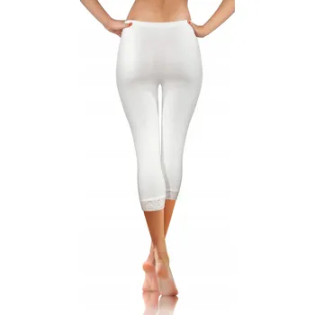 Dámské legíny Sesto Senso Dámské legíny 7/8 s krajkou bavlna bílé legíny velikost L