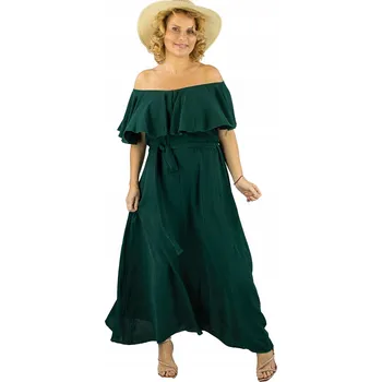 Dámské šaty Lehká maxi šaty s volány a zavazováním v pase STELLA 50/52