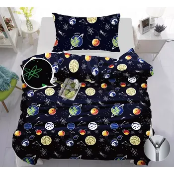 Povlečení Ložní bavlněné povlečení Vesmír svítící 140 x 200, 70 x 90 cm zipový uzávěr
