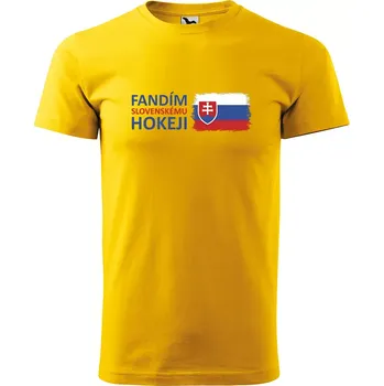 Pánské tričko Sablio Tričko s potiskem Fandím slovenskému hokeji - žluté 4XL