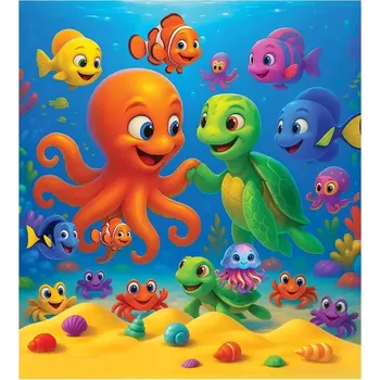 Puzzle Dřevěné puzzle chobotnice a želva WOODEN CITY, 20 dílků