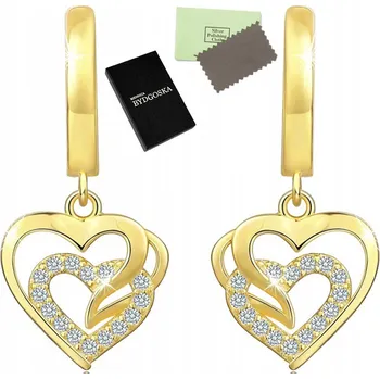 Náušnice NÁUŠNICE ZÁVĚSNÉ NÁUŠNICE SE SRDCEMI, STŘÍBRO 925