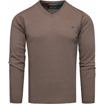 Pánský svetr Pánský svetr s výstřihem do V hnědý 3XL