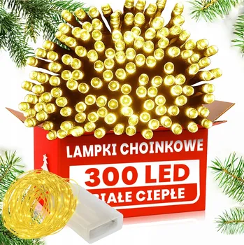 Vánoční dekorace SADA SVĚTEL 300 LED BÍLÁ TEPLÁ + DRÁTKY 20 LED BÍLÁ TEPLÁ VÁNOČNÍ