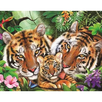 plyšák Diamantové malování - Rodinka tygrů 30 x 40 cm