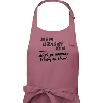 Kuchyňská zástěra Jsem úžasný syn - Pánská zástěra na vaření - Univerzální velikost ( Starorůžová )