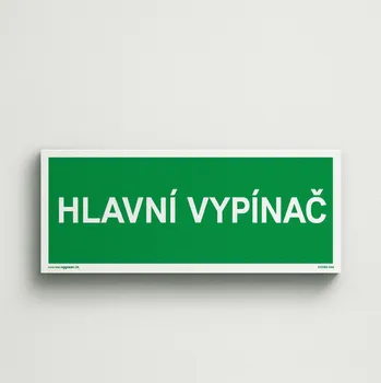 Traiva s.r.o. Hlavní vypínač Zelený Verze: Plast 210 x 80 mm tl. 0.5 mm - Kód: 10549