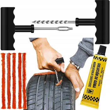 Sada na opravu pneumatiky Sada pro rychlou opravu pneumatik – knoty, šídlo, fréza na opravu děr v pneumatiky