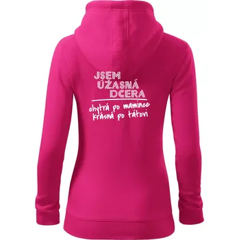 Dámská mikina Jsem úžasná dcera - Dámská mikina trendy zipper s kapucí - 2XL ( Purpurová )