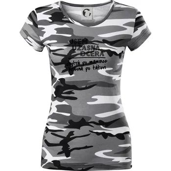 Dámské tričko Jsem úžasná dcera - Dámské maskáčové triko - M ( Šedý maskáč )