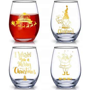 Sklenice Skleničky na svařené víno vánoční, skleněné, 4 ks, 440 ml