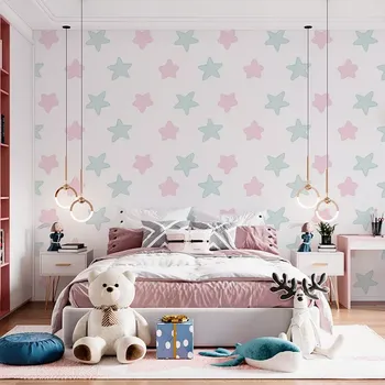 Tapeta Sablio Tapeta Růžové a modré hvězdy - 125x75 cm