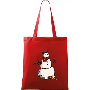 Sněhulák se spadlým nosem - Taška bavlněná - 42 x 38 cm ( Červená )