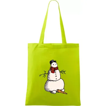 Sněhulák se spadlým nosem - Taška bavlněná - 42 x 38 cm ( Limetková )