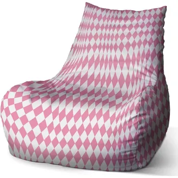 Sedací pytel Sablio Sedací vak Bean Růžovobílé kosočtverce - 100 x 90 x 45 cm