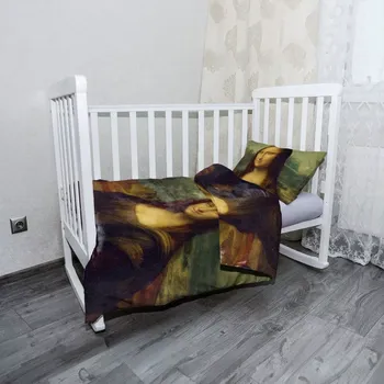 Povlečení Sablio Mikroplyšové dětské povlečení do postýlky Mona Lisa - Leonardo da Vinci - 120x90 / 40x60