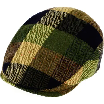 Čepice Fiebig - Headwear since 1903 Pánská zimní vlněná zelená kostkovaná bekovka - Fiebig Velikost: 56 cm