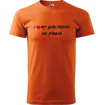 Sablio Tričko s potiskem I love my girlfriend - oranžové 2XL