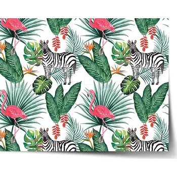 Plakát Sablio Plakát Zebra a plameňák - 60x40 cm