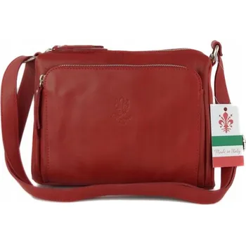 Kabelka Vera Pelle kabelka kožená kabelka přes rameno z pravé kůže červená