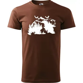 Pánské tričko Sablio Tričko s potiskem Medvěd - hnědé S