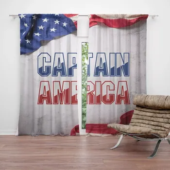 Závěs Sablio Závěs Kapitán Amerika Vlajka: 2ks 140x250cm