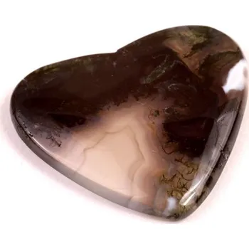 Přírodní kámen Kabošon Moss Heart Agate č.7825 (27x31x5mm)