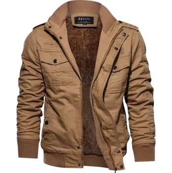 Pánská zimní bunda S límcem větruodolné provedení Zapínání na knoflíky Bavlněná bunda s kapsami Polyesternová podšívka Teplé zimní nošení hnědá XS