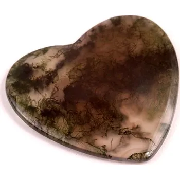 Přírodní kámen Kabošon Moss Heart Agate č.7815 (29x31x3mm)