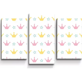 Obraz Sablio Obraz - 3-dílný Růžové korunky na bílé - 75x50 cm