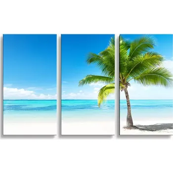 Obraz Sablio Obraz - 3-dílný Palma na pláži - 120x80 cm