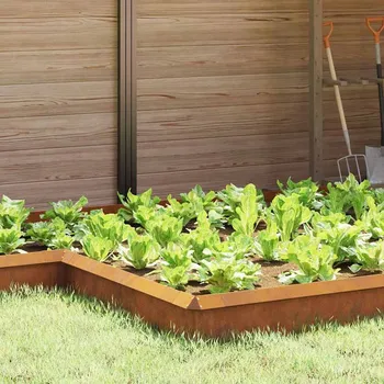 Zahradní obrubník Plaňka na šneky 4 pcs Rezavá 13,5 x 13,5 x 25 cm