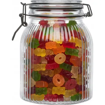 Dóza na potraviny SKLENĚNÁ ZAVAŘOVACÍ SKLENICE 1390 ML S VÍKEM A KLIPEM PRO UCHOVÁVÁNÍ POTRAVIN