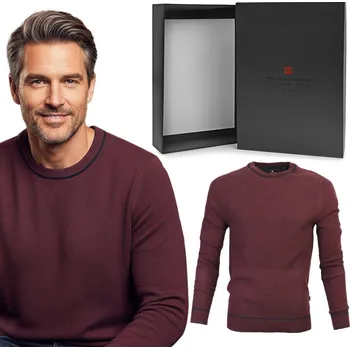 Pánský svetr Elegantní Pánský SVETR Bordó Melanž Bavlněný 2XL Pako Jeans