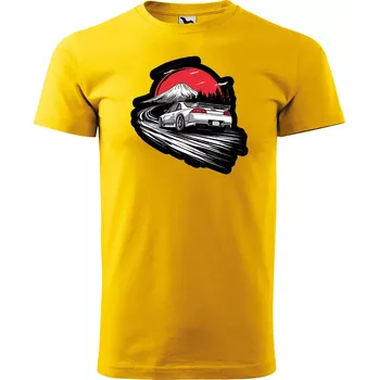 Pánské tričko Sablio Tričko s potiskem Vůně asfaltu - žluté 5XL