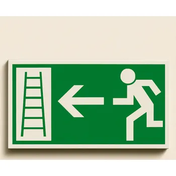 Značení Traiva s.r.o. Únikový žebřík - směr vlevo Verze: Plast 200 x 100 mm tl. 0.5 mm - Kód: 09748