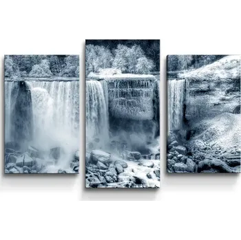 Obraz Sablio Obraz - 3-dílný Černobílý vodopád - 75x50 cm