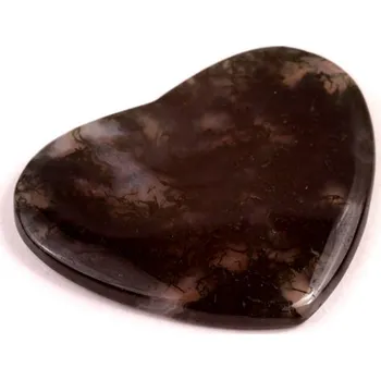 Přírodní kámen Kabošon Moss Heart Agate č.7831 (26x32x4mm)