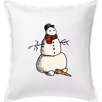 Polštář Sněhulák se spadlým nosem - Polštář 50x50 - 50x50 - Včetně výplně ( Bílá )