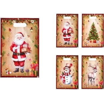 Dárková taška 50 ks Dárkové tašky s vánočními motivy 25 x 16,5 cm Plastové tašky s uchy na malé dárky a cukrovinky Pevné, lehké a voděodolné