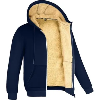 Pánské oblečení Pánská zimní bunda Větruodolné polyesterové provedení Zapínání na zip Praktické kapsy Teplá polyesterová podšívka Kapuce pro zimní pohodlí tmavě modrá 4XL