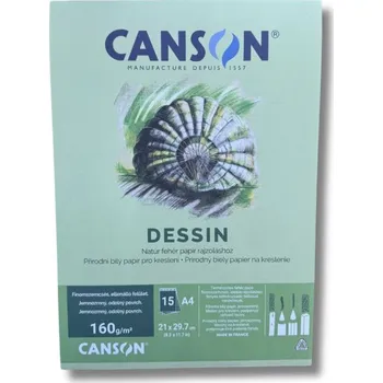 Canson studentský skicák A4 (21 x 29,7 cm) pro kresbu, 160 g, 15 listů, lepený