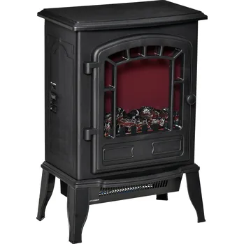 HOMCOM Elektrický podlahový krb, 2 stupně ohřevu, realistický efekt plamene, všestranný