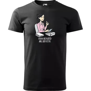Sablio Tričko s potiskem pro účetní Hrdina bez pláště? Ano, jsem účetní - černé 5XL