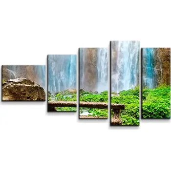 Obraz Sablio Obraz - 5-dílný Posezení u vodopádu - 100x60 cm
