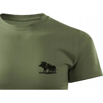 Pánské tričko Pánské tričko ze 100% bavlny, barva khaki, lovecký potisk DIVOKÝ vel 3XL