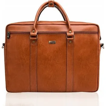 Pánská aktovka SOLIER taška na notebook hnědá