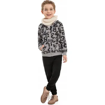 Chlapecká mikina Chlapecká rozepínací mikina s kapucí, šedá s číslicemi Quimby, vel. 152