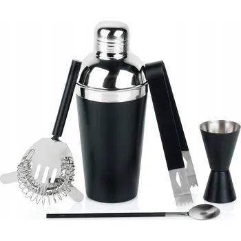 Barová sada s šejkrem, ocelová, černá, 5 dílů